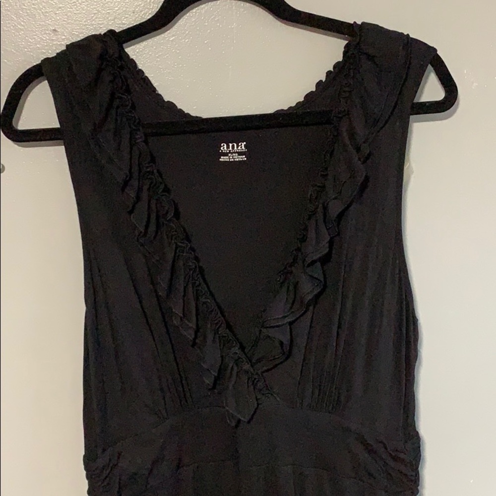 a.n.a Deep Plunge Black Frilly Dress